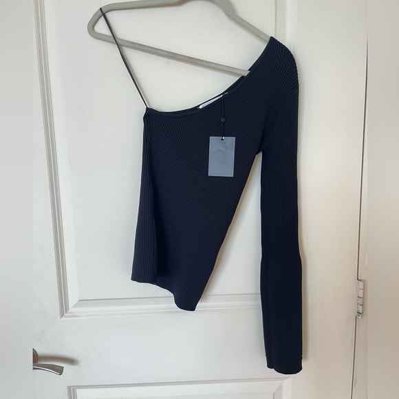 Maria McManus Black One-Shoulder Ribbed Top M - Picture 1 of 5